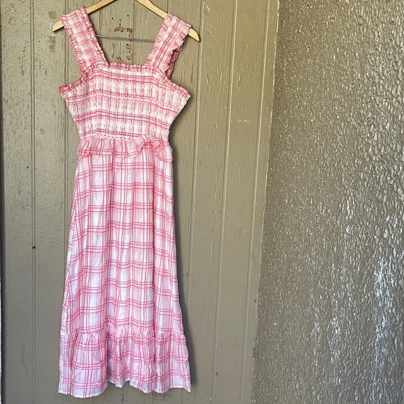 English Factory plaid ruffle midi dress in red - Picture 3 of 10